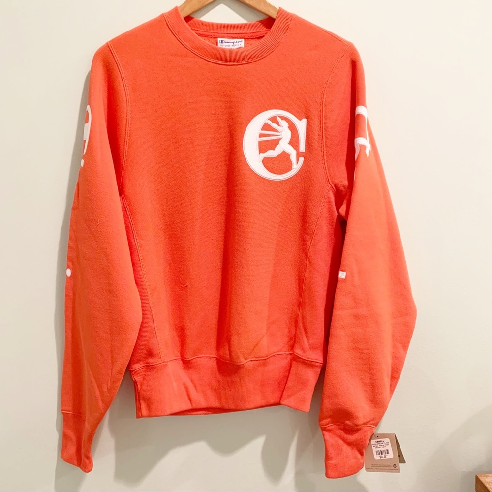 NWT Champion Reverse Weave Groovy Papaya Colorblock Sweatshirt XS
